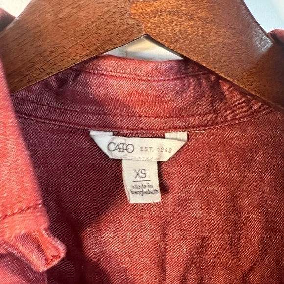 Cato’s Women’s Red Linen Blend Shirt Size XS - Picture 4 of 11